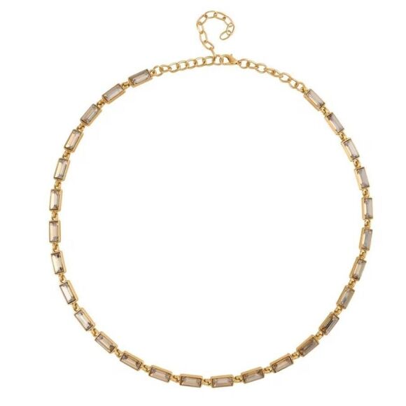Champagne Color Glass Tennis Gold Necklace (20-22 Inches) - Picture 3 of 5